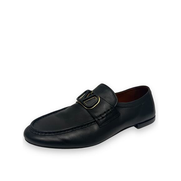 VALENTINO Black Calfskin Leather V Logo Slip-On Loafers Shoes Size 41.5 US 11.5 main image 3